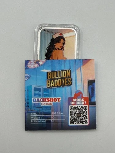 Bullion Baddies 1 oz Silver Bar .999 Series 9 Bedside Brooke Backshot