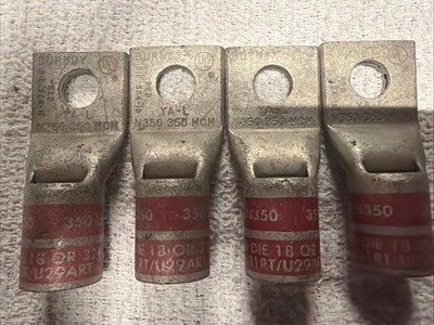 Burndy Crimp Lug YA-L N350 1-Hole 350 Kcmil, Lot Of 4