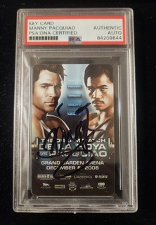 MANNY PACQUIAO vs OSCAR DE LA HOYA SIGNED AUTO MGM KEY CARD PSA AUTH BOXING