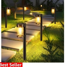 Solar Pathway Lights Outdoor, 10 Pack Metal & Glass Solar Lights Outdoor Wate...