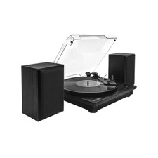 Victrola Montauk Bluetooth Turntable System Natural Wood Built In Speakers Black