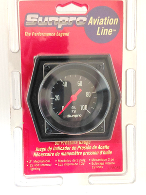 #ad Sunpro 2quot; Mechanical Oil Pressure Gauge Black Black Bezel 0 100 PSI CP8081 $21.99