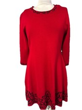 JH Jessica Howard Size XL Red 3/4 Sleeve Knit Sweater Dress NWT