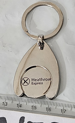 Heathrow Express Shopping Trolley Token Coin Keyring Holder Airport Train Rail