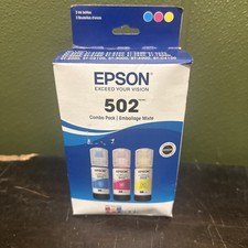 Genuine Epson 502 color Ink Bottle 3 Pack New Sealed Box Exp 5-29