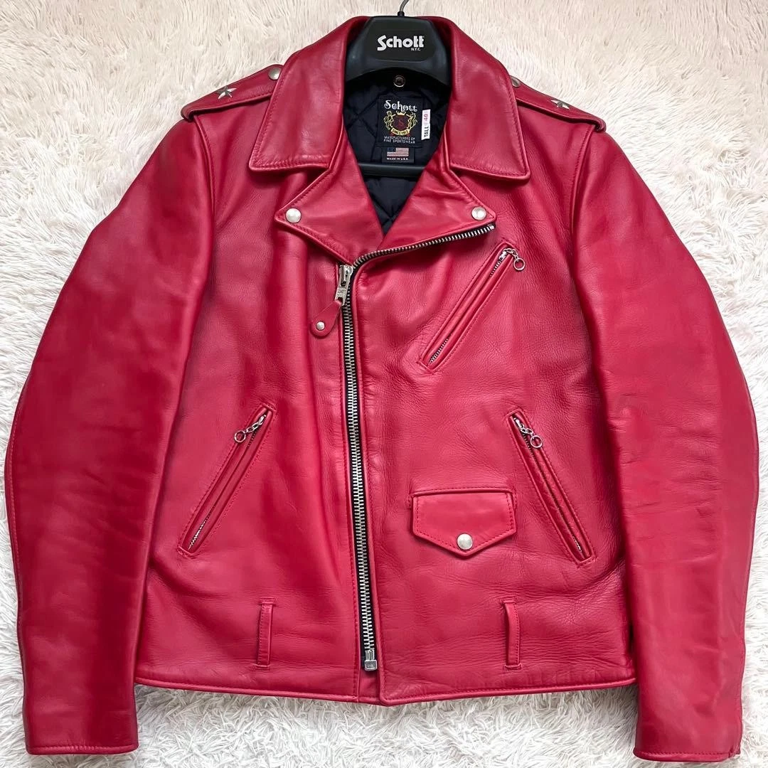 SCHOTT Leather Outer Shell Red Coats, Jackets & Vests for Men for