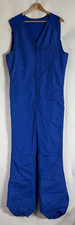 Vintage Roffe Blue Ski Bib Snow Suit Large One Piece Zip Up Front Flare Leg