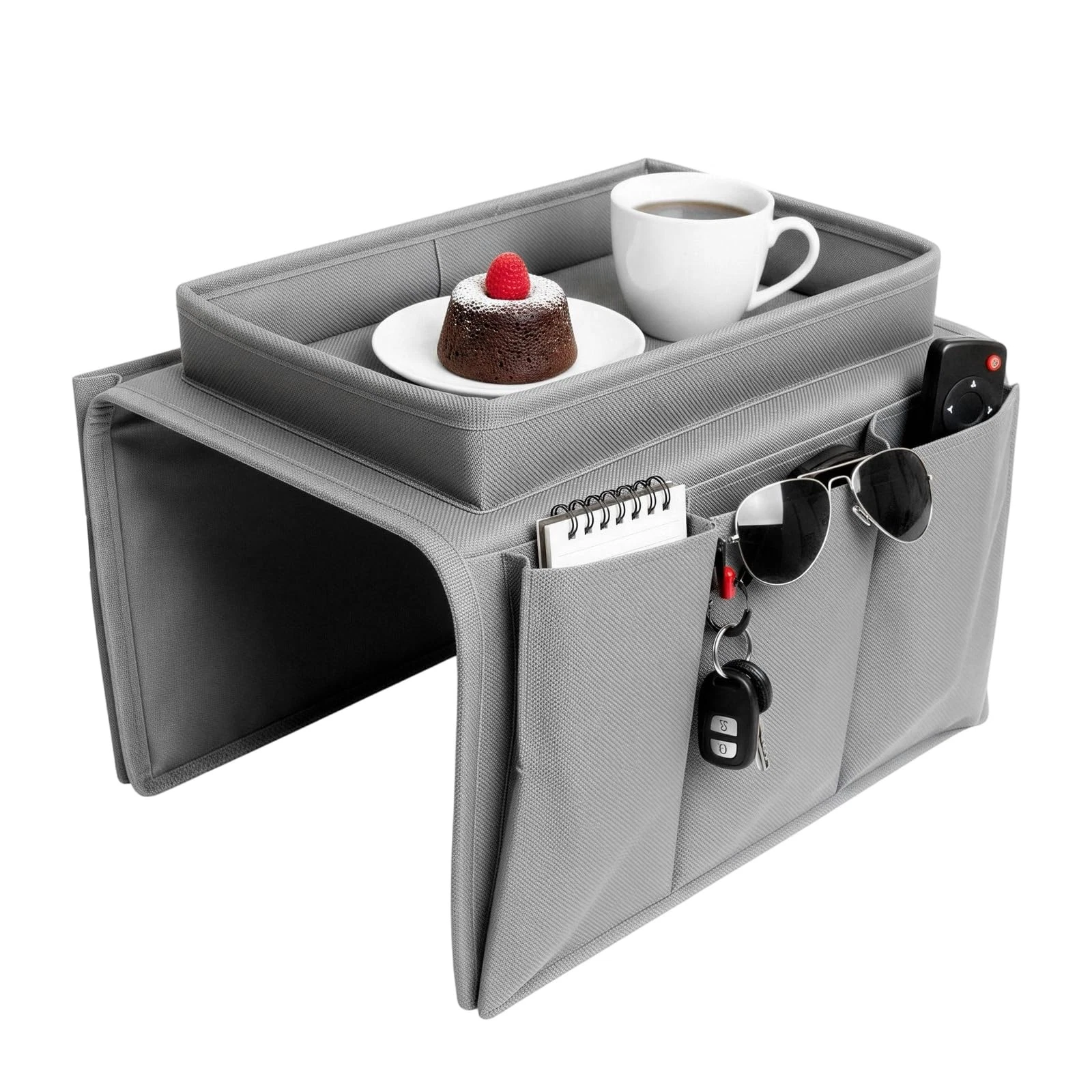 Sofa Arm Chair Tray Organisers, Waterproof Non-Slip 31 x 19 x 3.5 cm, Grey