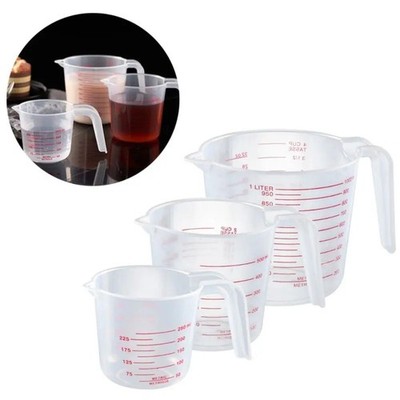 3Pcs Measuring Cups Set 250/500/1000ml Plastic Liquid Measuring Beaker Baking