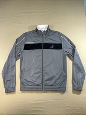Puma Sport Lifestyle Track Jacket Men  s Large Gray Black Windbreaker Full Zip