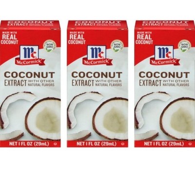 3x McCormick Coconut Flavor Extract - 1 fl oz New NIB Fast Shipping