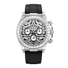 Rolex Daytona Watch 40MM Black and Silver Diamond Set Mixed Markers Dial Whit...