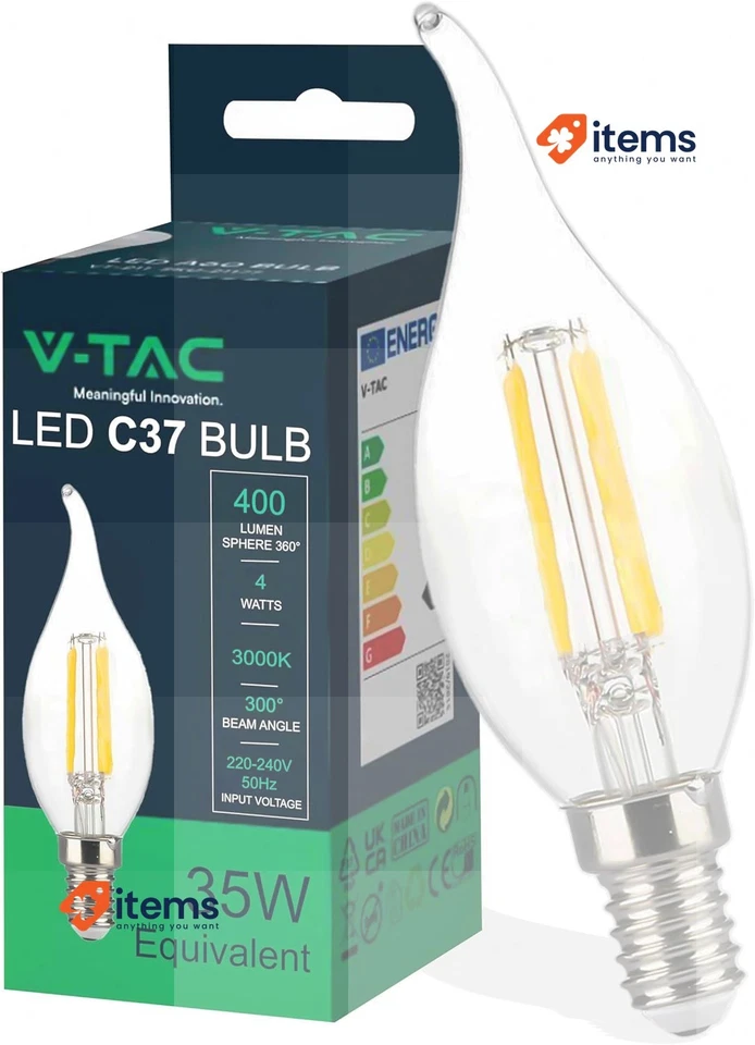 V - TAC LED 6X Bombillas De Filamento Con Conexión Edison E14 4W 4 W - Imagen 2 de 2