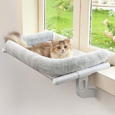 Cat Window Sill Perch with Large Bolster, Easy to Adjust  Assemble Cat Windo...