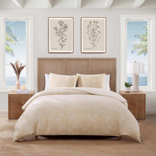 Beachside Blooms Coastal King Duvet Cover Set with Soft Cotton Pillowcases