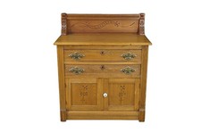 Antique Victorian Eastlake Carved Oak Parlor Cabinet Washstand Commode Chest 30"