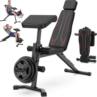 Adjustable Weight Bench 800LBS Heavy Duty Foldable Workout Bench W/ Leg