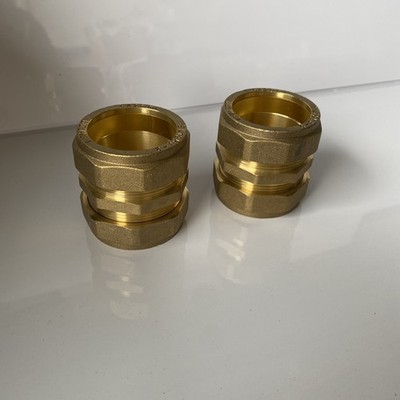 42 mm Messing gerade Fitting 42 mm Klemmung gerade Kupplung Sanitär x2