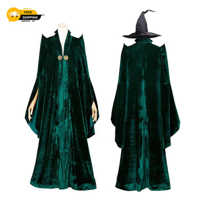 Professor McGonagall Hexenkostüm - Hogwarts Gewand Zauberer Outfit Halloween Cospl