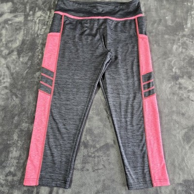Munvot Capri Yoga Pants black pink, Large Active Workout Pants Running Leggings