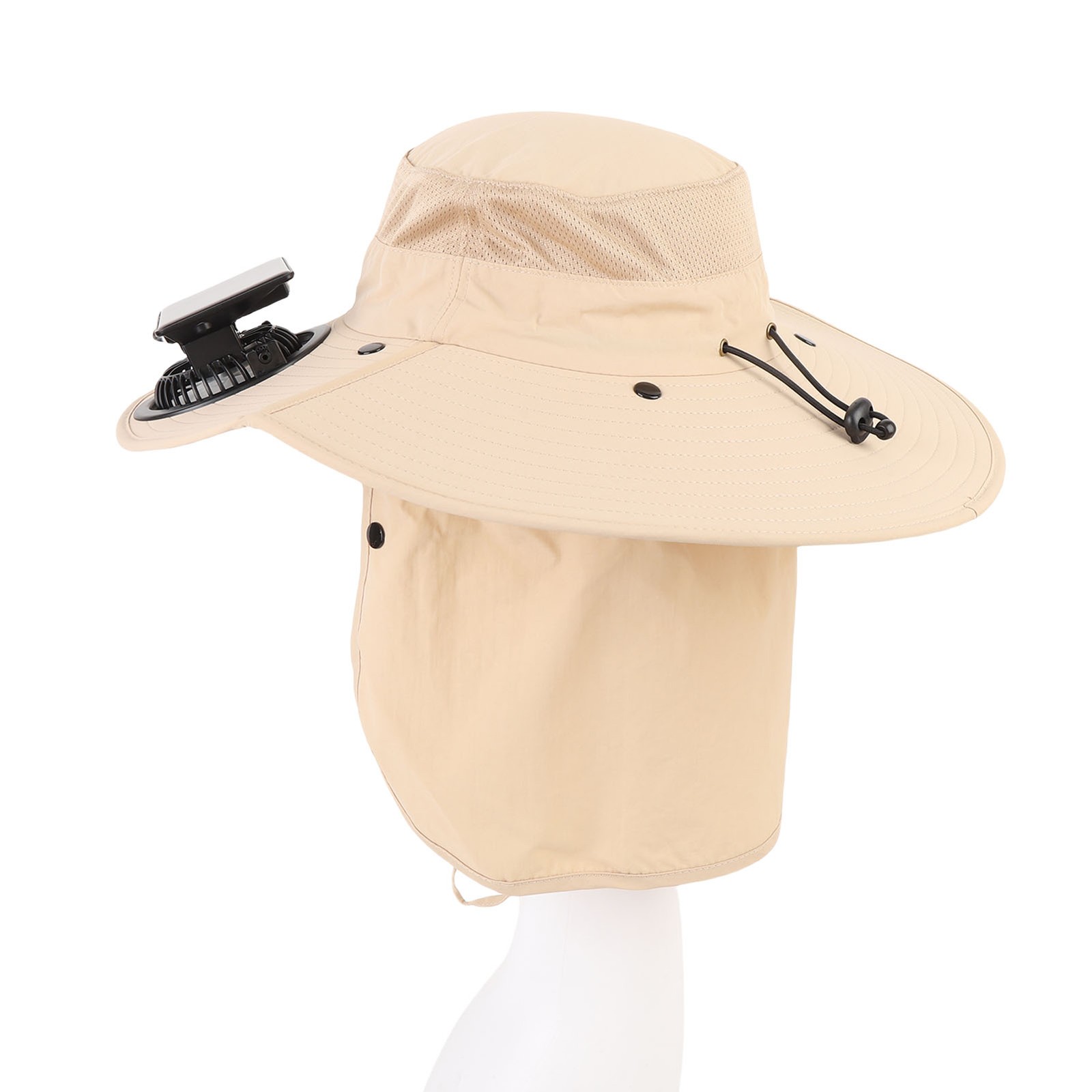 Wide Brim Sun Hat With 2 Solar Fan Outdoor Solar Powered USB Charging Fishing