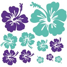 Hibiskus Blumen Autoaufkleber Set 40-teilig Auto Sticker mint hellviolett K166