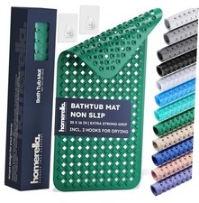 Bathtub Mat Non Slip 35x16, Incl. Hooks for 34.5" x 15.5" Rectangular Green