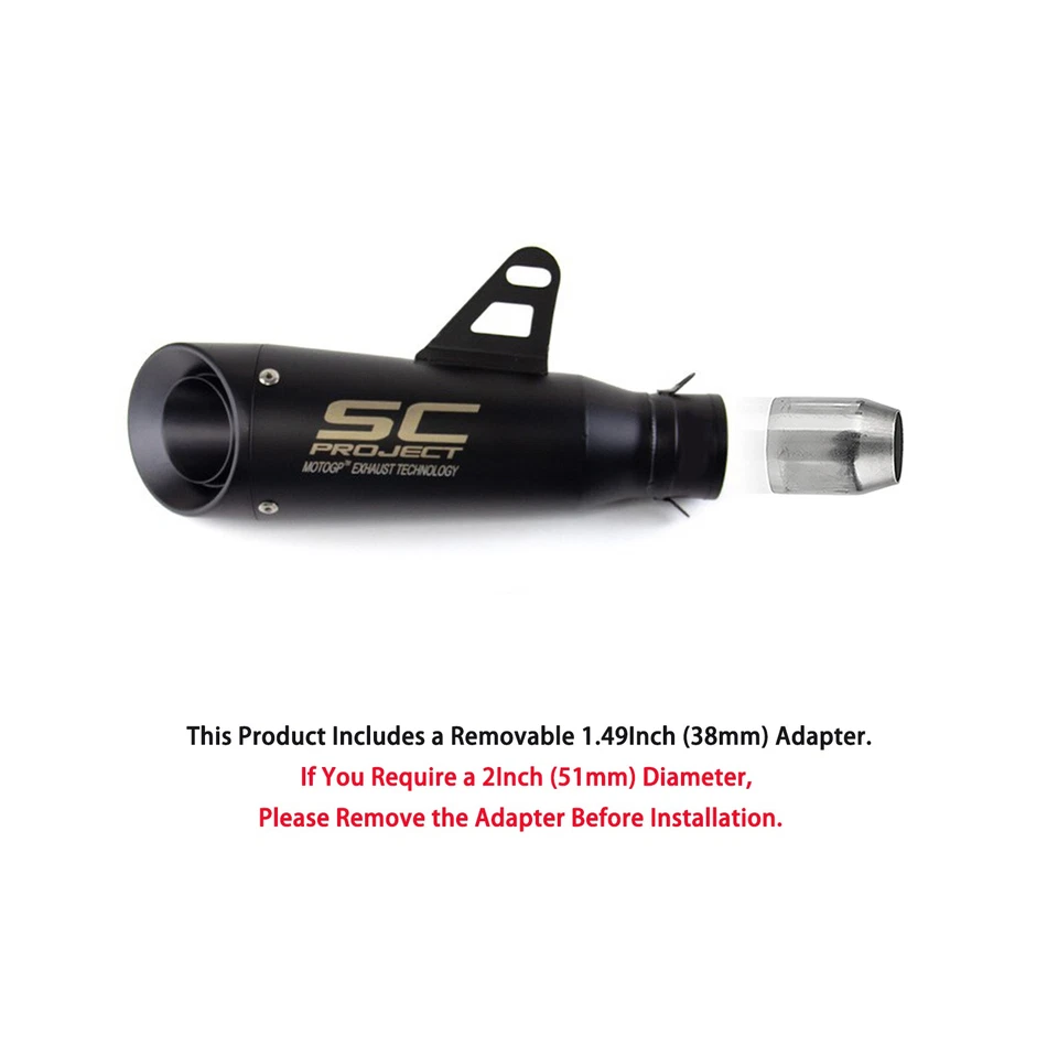 Motorcycle Exhaust Muffler Short Tail Pipe Slip On 38mm-51mm For Kawasaki Yamaha - Image 3 of 4