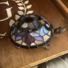 Vintage Tiffany Style Stained Glass Turtle Mosaic Accent Table Lamp