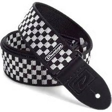 Dunlop D38-31BK Classic Nylon 2" Guitar Strap with Leather Ends, Black & White