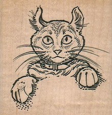 Cat With Collar 2 1/2 x 2 1/2" Rubber Stamp, Cat Stamp, Cat Lover Stamp