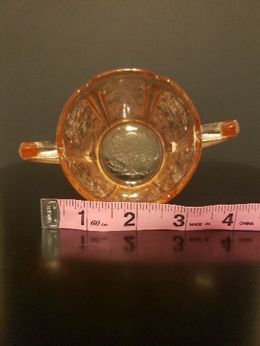 Vintage Pink Depression Glass Jeannette Cherry Blossom Open Sugar Bowl W/ Handle - Picture 12 of 13
