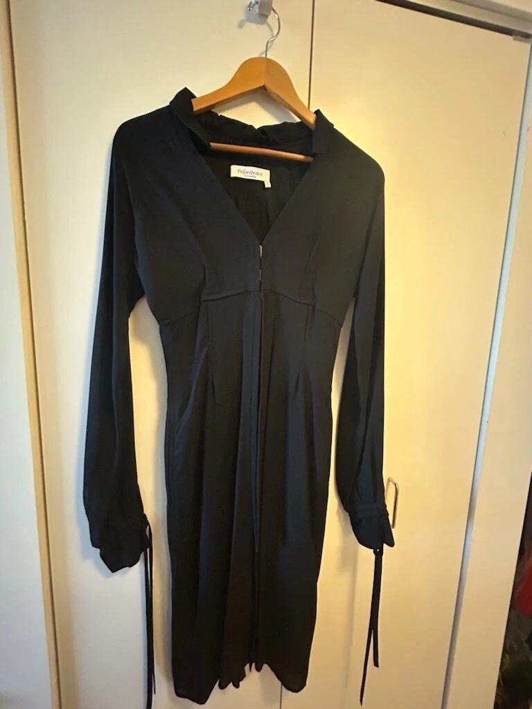 ysl shirt dress Yves Saint Laurent YSL Blue Silk Shirt Dress at 1stDibs