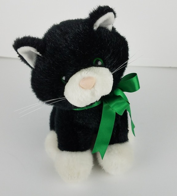 Hallmark Standing Black and White Cat Plush 8" Beautiful Vintage EUC