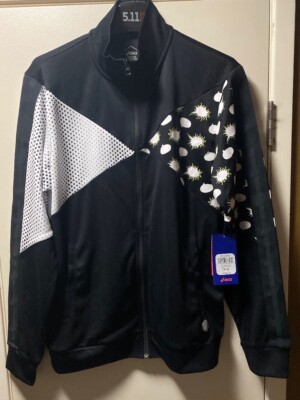 Asics Tiger Mens Sz Medium Full Zipper Track Jacket Black White 2011A525