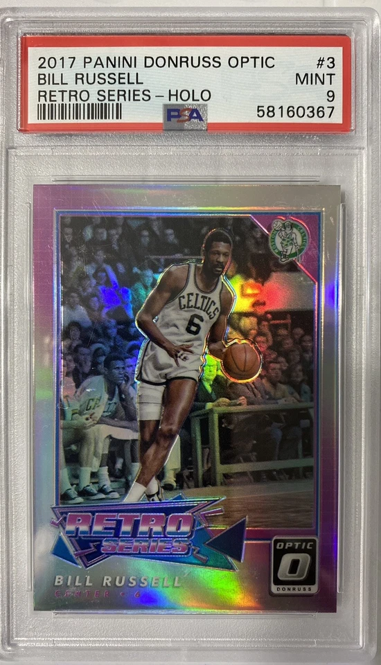 Bill Russell 2017 Panini Donruss Optic Retro Series Holo #3 PSA 9 Mint Low Pop - Image 3 of 3