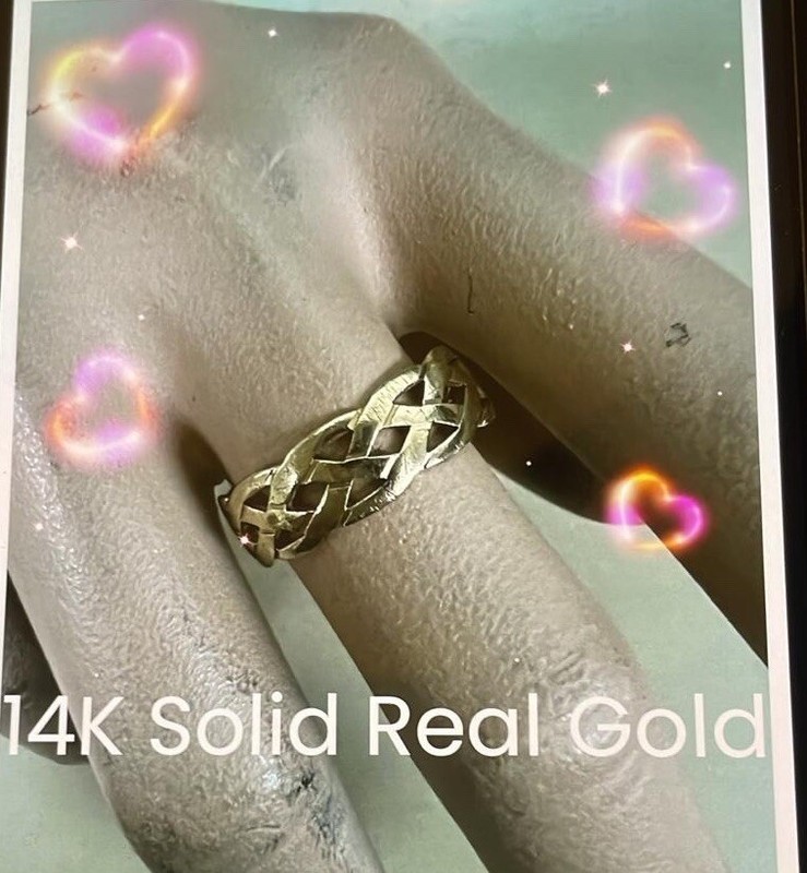 🔴14K SOLID REAL YELLOW GOLD CELTIC RING / BAND SIZE 11- 11.5🔴