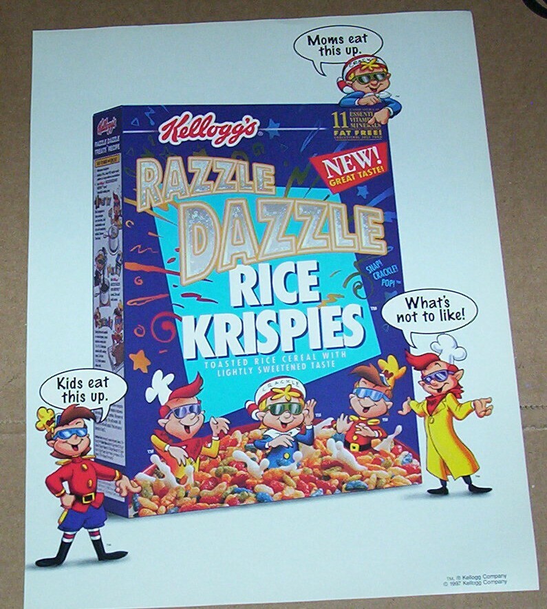 1997 print ad Kellogg's Razzle Dazzle Rice Krispies cereal Snap
