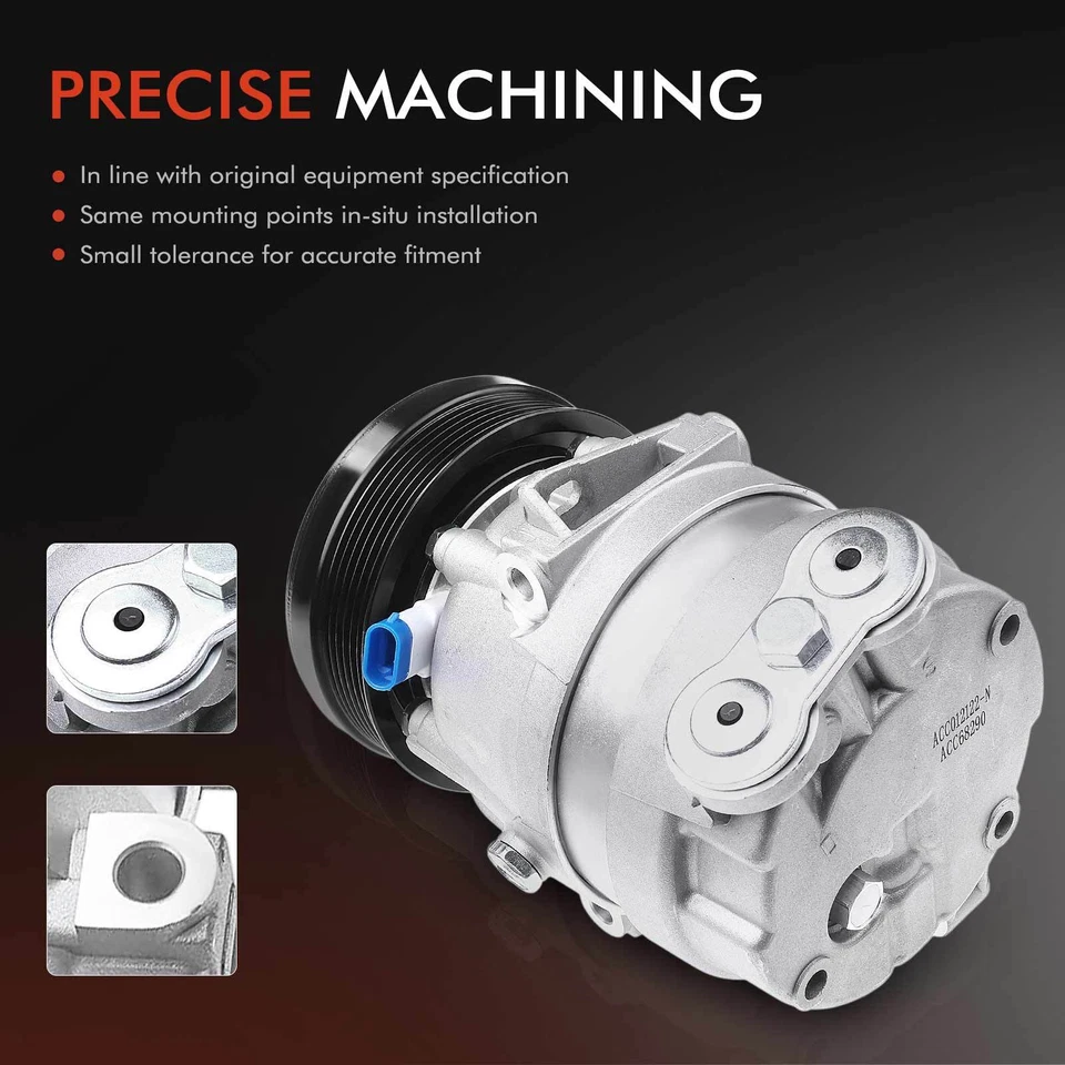 Compresor de aire acondicionado con polea de 6 ranuras y estilo V5 para Chevrolet Prizm 1998-2002 1,8 L Foto 2 de 4