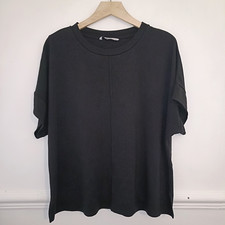 TU Womens Top Black Size UK 16 Popover Minimalist Capsule T-Shirt Oversized