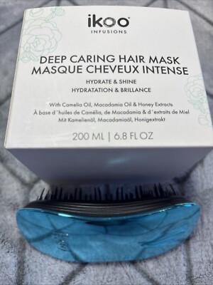 NIB Salon professional Ikoo Deep caring Hair Mask Hydrate & Shine W/brush
