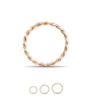 Nose Ring 14K Rose Gold Seamless Twisted Hoop 3/8" 5/16" 9/32" 1/4" 18G 20G 22G