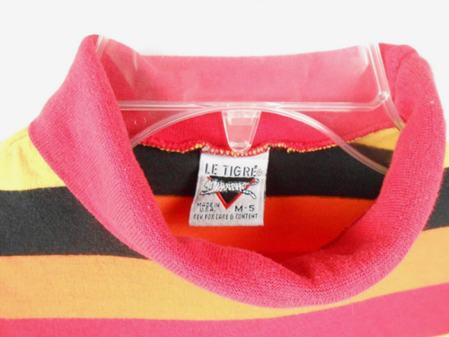 Le Tigre Vintage Bold Striped Long Sleeve Mock Neck Shirt Size 5 - Picture 3 of 5