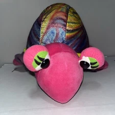 LARGE STUFFINS RAINBOW METALIC SILVER SPOTTED HOT PINK TURTLE PLUSH DOLL FIGURE