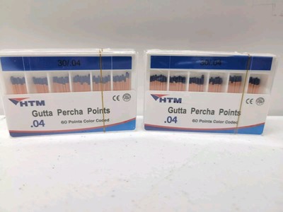 2 Pack HTM Gutta Percha Points 30/.04 Color Coded 60 Points EXP 07/2025