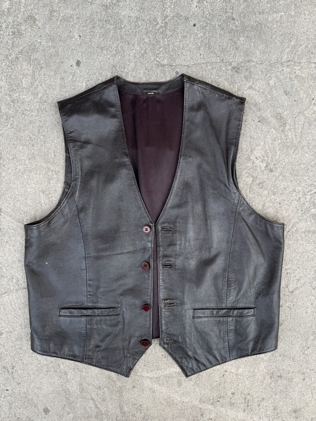 Gilet Giacca in vera pelle Nera Spessa Western Cowboy da Uomo Taglia XL marrone
