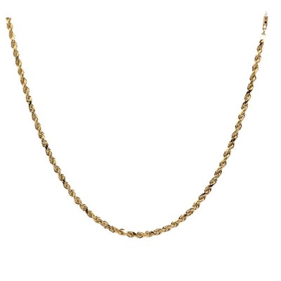 Ancona Jewelry 14K Diamond-Cut Rope Gold Chain 3mm 24 in Necklace