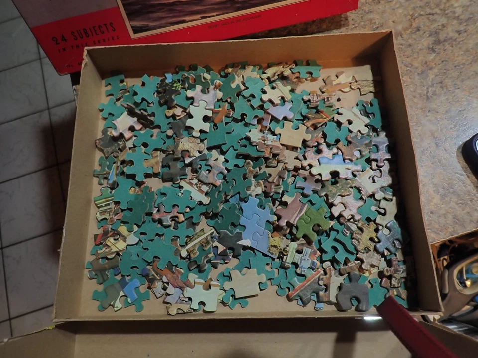 Винтажный лот из 2 пазлов Croxley Jig Saw серебряные паруса и починки сетей - морские - Изображение 3 из 4