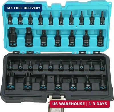 LIBRATON 34PCS Impact Torx Bit Socket Set, Security Torx Socket Set | 1/4'', 3/8''