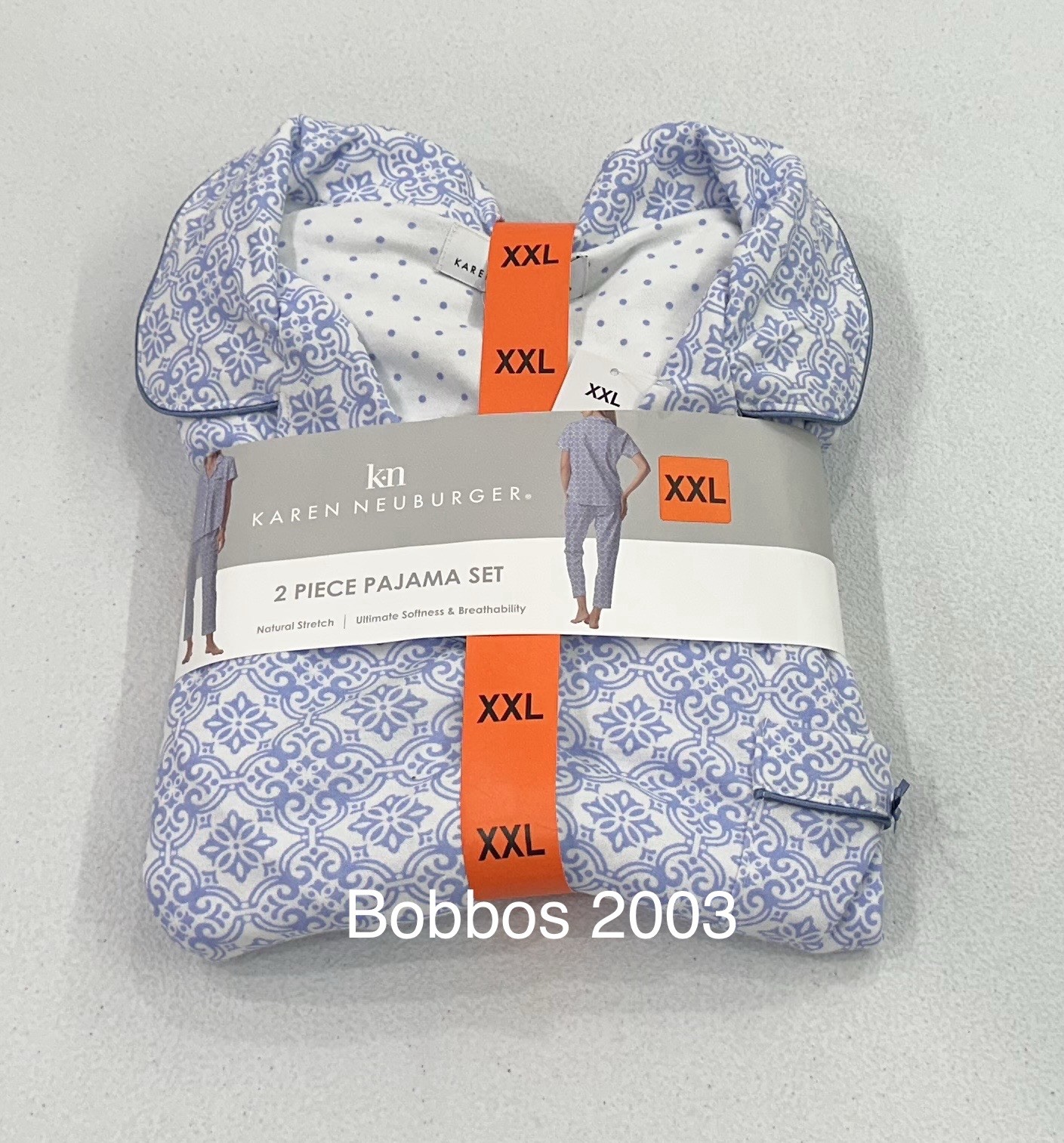 Karen Neuburger Women's 2-Piece Natural Stretch Pajama Set, Blue, Size XXL